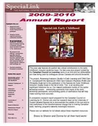 Special Link Annual Report cover 2009-2010